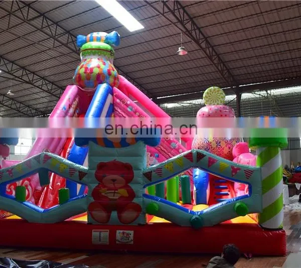 Multifunctional Inflatable Rainbow Candy Jumper Obstacle Bouncer House, Inflatable Bouncer Castle With Double Slide photo-2