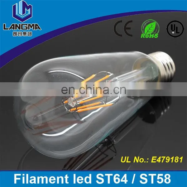 Langma 4W 6W 8W Retro screw E27 E26 AC110V AC230V vintage edison filament light bulb ST64 st58 led сертифицированный по стандартам CE/Rohs/UL photo-2