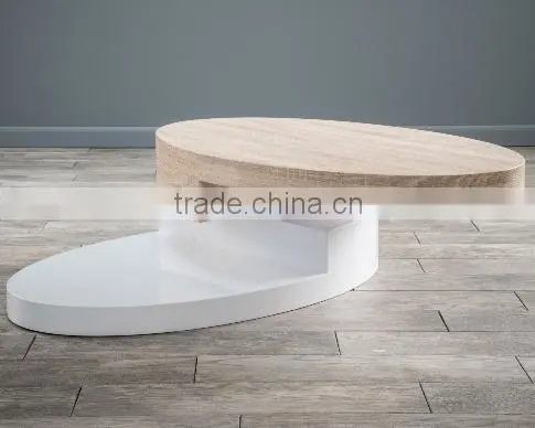 Three Layers Square Rotating MDF Board Coffee Table photo-4