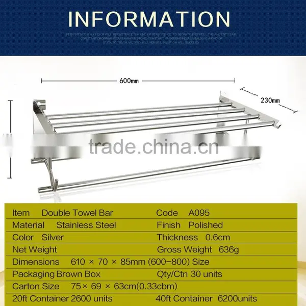 Wesda Wall Mounted Stainless Steel Bathroom Shelf Towel Rack A095 Quality Choice photo-4
