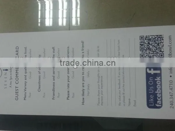 Restaurant's Customer Comment Cards Printing With Customized Size photo-2