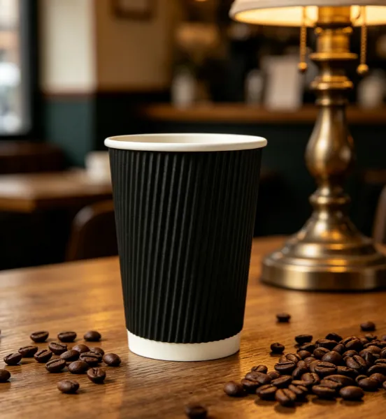8oz 12oz 16oz Disposable Coffee Ripple Wall Paper Cup for Takeaway and Catering photo-3