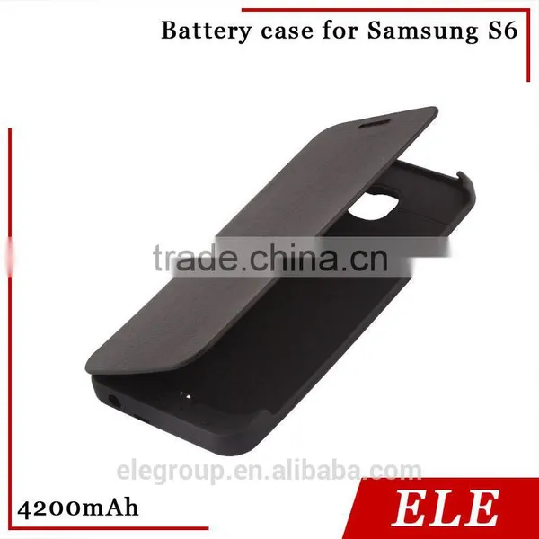 New Arrival 4200mah Full Capacity Power Case With Leather Cover For Samsung S6 External Battery Case photo-2