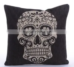 Soft Linen Cotton Material Pillow Case for Car Sofa Home Decor Customized Cushion Cover Case Skull Printed photo-4