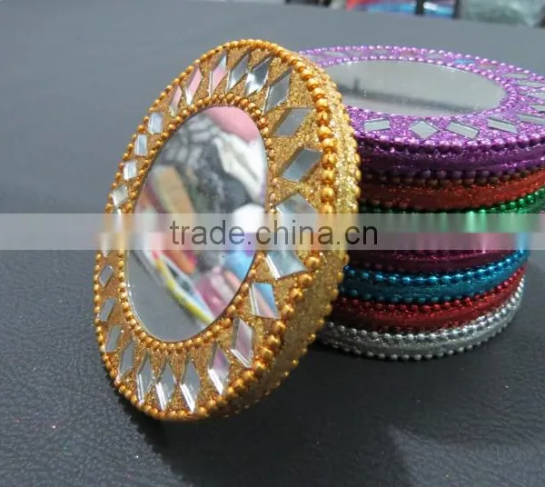 Rajasthani Handmade Traditional Beautifully Decorated Colourful Pocket Mirror Small Purse Mirror Face Mirror photo-5