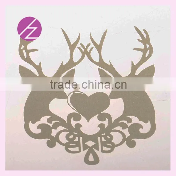 Lovely Deer And Love Design Wedding Decoration Place Card, Laser Cut Wine Glass Card JK-73