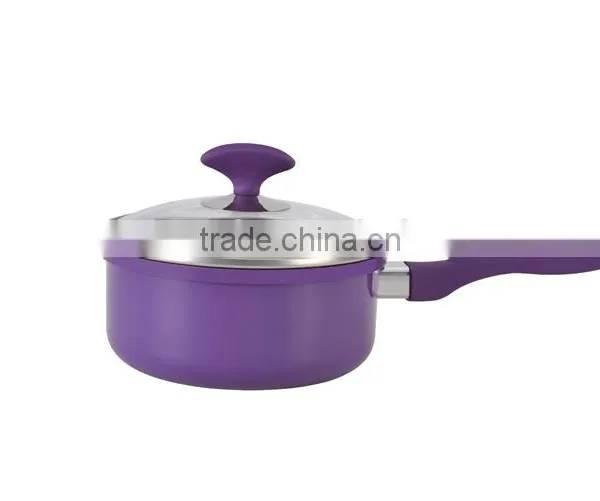 Purple Pressed Aluminum Nonstick Coating Casserole Pot With Silicone Paint Handles Forged Aluminum Imitation photo-3