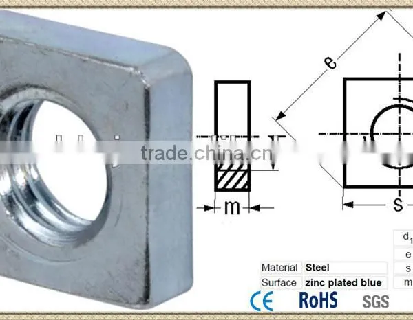 Din562 M3 Square Thin Nut