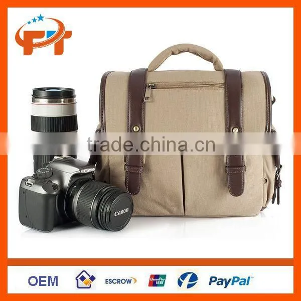 Fashion Canvas pu Leather Dslr Camera Bag photo-2