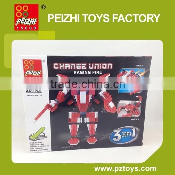 PEIZHI 3 In1 Hot Sale Educational Transformable Robot Plastic Toys Building Blocks