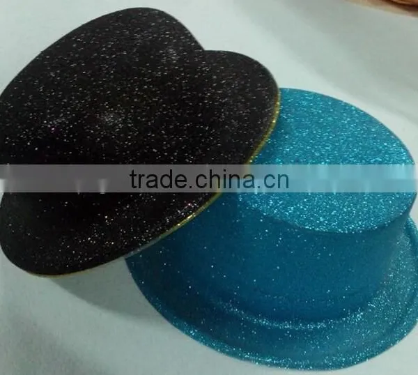 Promotional Glitter Bling Plain Blue Black Party Top Hat