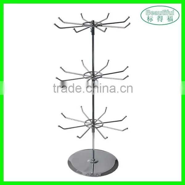 3 Tiers Rotating Display Wire Rack for Jewerly Store