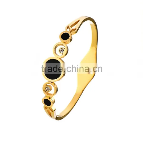 Fashion Stainless Steel Crystal Luxury Cut-out Cuff Bangle Bracelets for Women photo-2