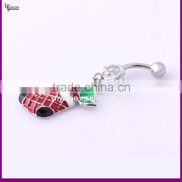 316l Surgical Steel Christmas Socks Dangling Navel Piercing Channel photo-2