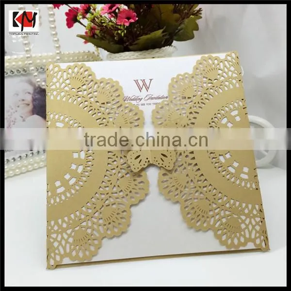 High-end Laser Cut Wedding Invitation Card With Bowknot Wholesale photo-2