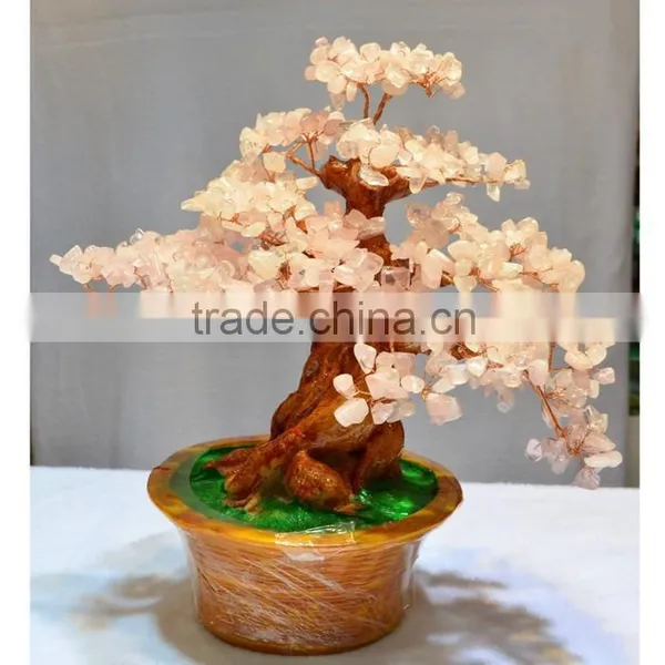 New Fashion Semi-precious Led Christmas Tree in Rose Quartz Crystal photo-2
