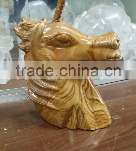 Wholesale Crystal Carvings Semi-Precious Stone Petrified Wood Unicorn photo-4