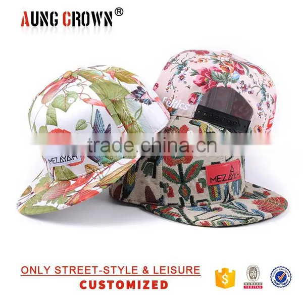 Custom Design 100% Cotton Floral Snapback Cap/Hat photo-3