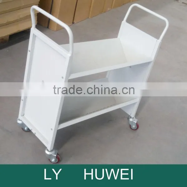 V shape book truck movable book stand book car