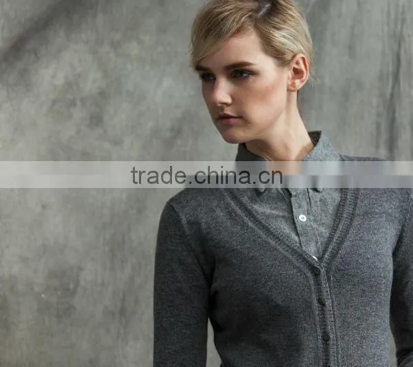 2014 New Fashion Women Knitting Pure Cashmere v Neck Cardigan