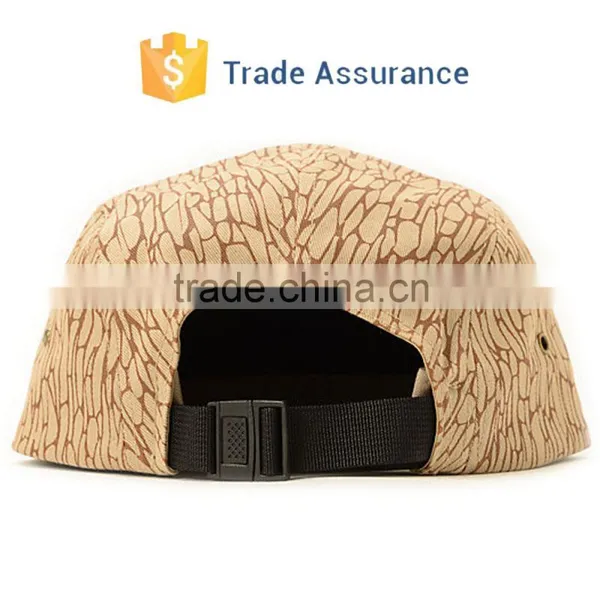 Custom 5 Panel Hats Caps With Print Pattern 5 Panel Hat With Plastic Buckle photo-2