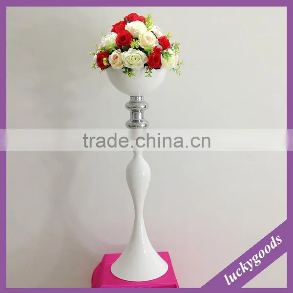 LDJ549 86cm Table Center Flower Stand White Metal Vase Wholesale photo-2