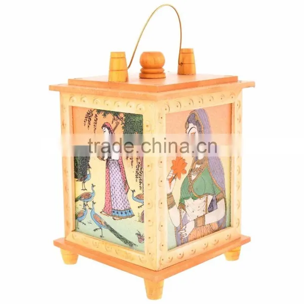 Jaipur Rajasthan Wooden Handicraft Home Decor Larnten HANGING Lamp SHOWPIECE photo-4
