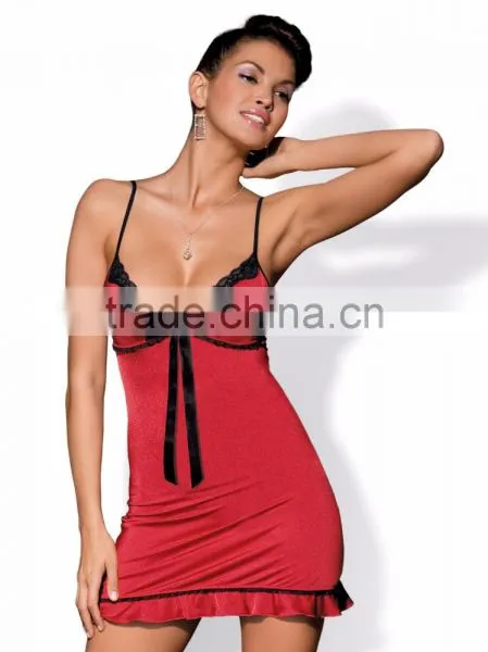 Sexy Lingerie Set - Calypso Chemise & Thong - Red