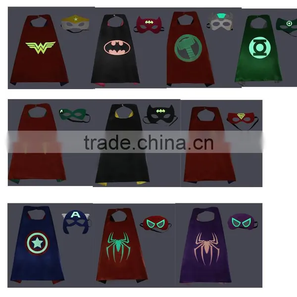 Quality Customized Luminous Logo Printing Glowing in Dark Superhero Capes and Mask photo-2