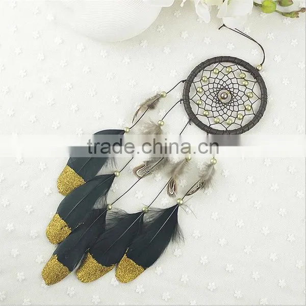 Promotional Christmas Gift Ornament Home Room Interior Decoration Accessories Handmade Traditional Black Leather Dream Catcher photo-3