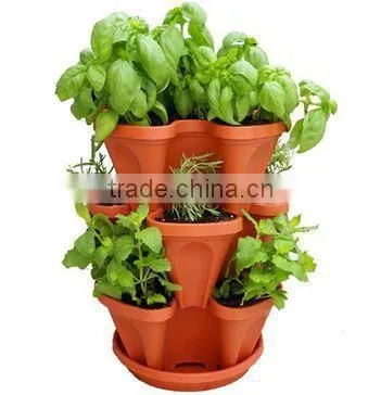 Stackable Garden Planter Herb Flower Pots Indoor Outdoor Round Clover photo-2