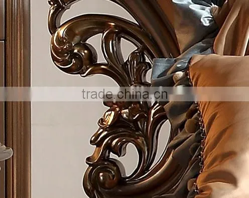 European Style Solid Wood With Genuine Leather Bed, Royal Bedroom Carved Furnitur Bed, Royal Bedroom Furniture (BF01-ML013) photo-4