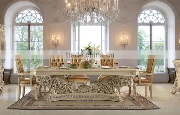 French Royal Style Solid Wood Round Dining Table Set With Upholstery Dining Chairs And Side Board Sets(MOQ=1 SET) photo-5