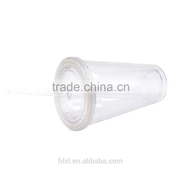 Wholesale Clear Plastic Disposable Straw Cup With Lid, IML Custom Logo Printed Cup With Straw photo-2