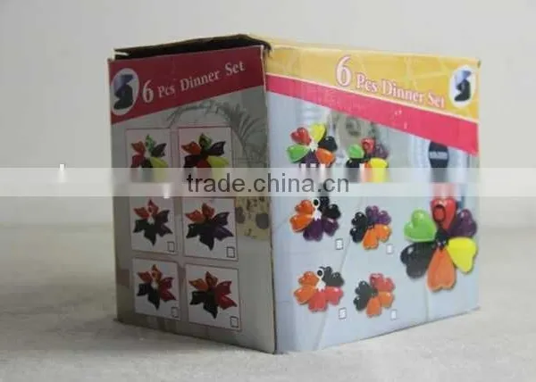 Stock 6pcs Dinner Dish Set , Colorful Ceramic Plate Set Close Out , Porcelain Dish Set With Hanger photo-2