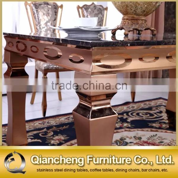Luxury Middle East Golden Stainless Steel Marble Dining Table photo-6