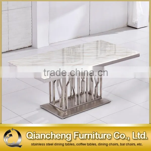 Modern Silver Stainless Steel Dining Table Dining Room Furniture photo-5