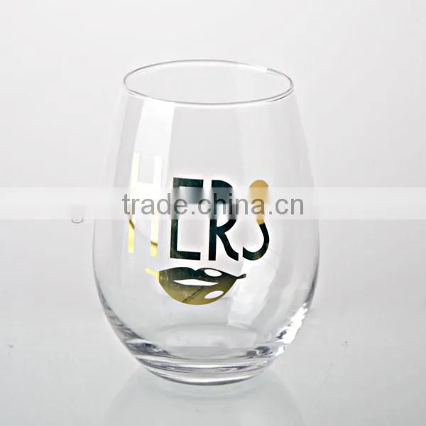 Valentine's Day Gift Stemless Wine Glass, Gold Stemless Wine photo-2