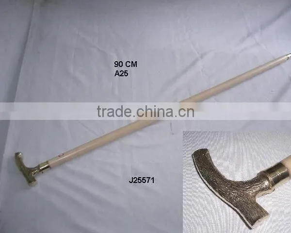 Wooden Trunk Style Brass Handle Wooden Walking Stick