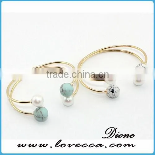 Turquoise Fashion White and Green Color Alloy Cuff Wire Bangle photo-4