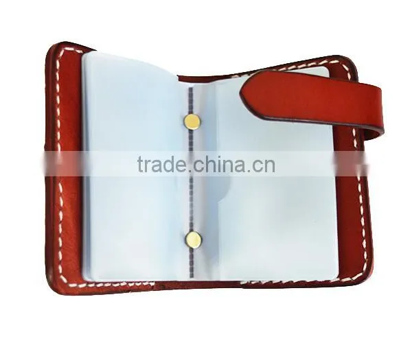 Top Genuine Leather Business Card Holder Business Genuine Leather Cover Bulk Clear PVC Card Holder photo-3