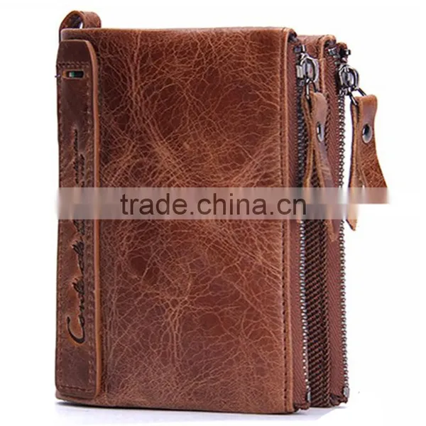 Manufacture Custom Logo Leather Brown Men Formal Wallet and Coin Pocket photo-3
