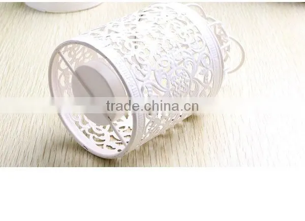 2016 Popular Metal Hollow Out Candle Holder White Metal Lantern Christmas Home Decoration Candlestick Hollow Candle Holders photo-3