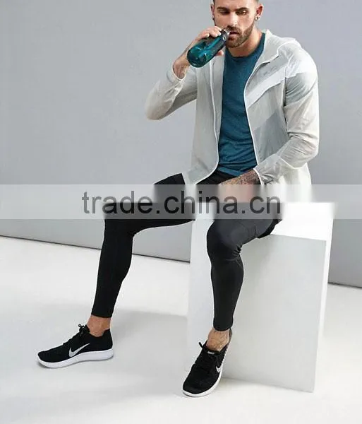 2017 Xinlan High Quality New Design Durable Polyester Nylon White Reflective Strips Waterproof Running Men Jacket photo-4