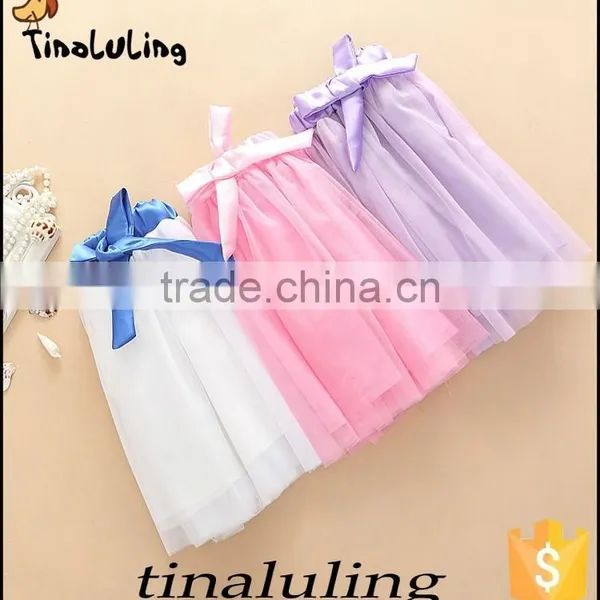 Baby Light Pink Girls Fancy Tutu Skirts Children Long Puffy Skirts With Bow on Waist photo-3