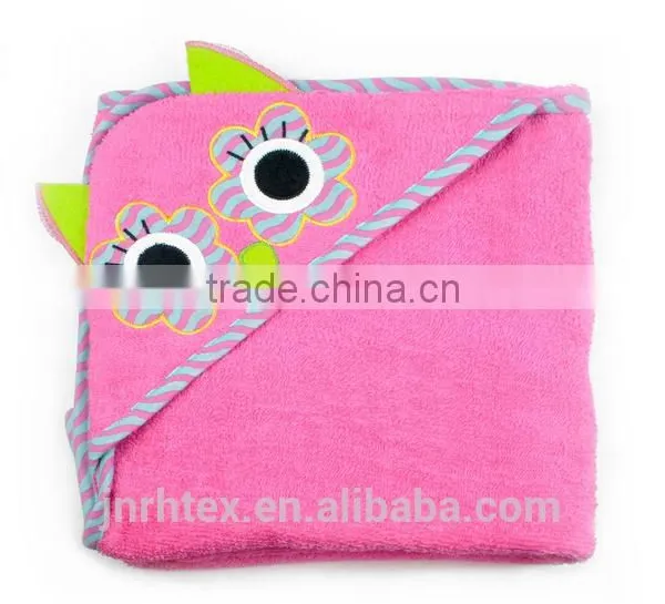 Eco-friendly Embroidery Designs Ring Spun Cotton Velour Wholesale Hooded Baby Towel for Bathroom photo-4