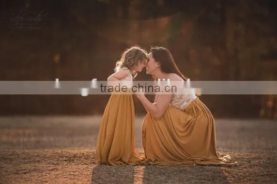 Mommy And Me Gown Maxi Dress Beautiful Long Frocks Mother Daughter Matching Dress photo-2