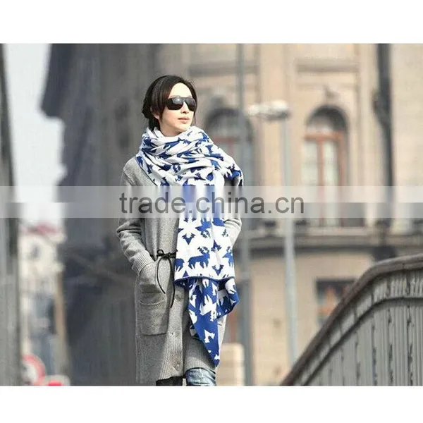 2 Color Choice Autumn and Winter Warm Animal Pattern Lady Knit Korean Scarf Hijab Scarf photo-5