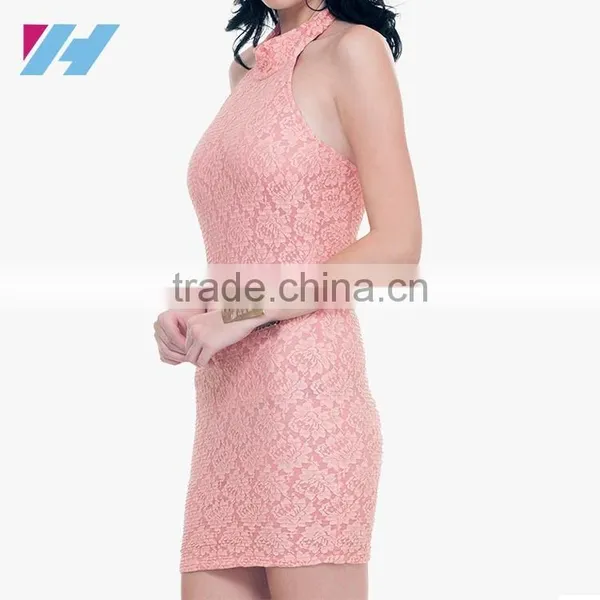 YIHAO Fashion Apparel Wholesales Pink Printed Bodycon Ladies Party Dress Sexy Backless Casual Sleeveless Bandage Mini Dress photo-2