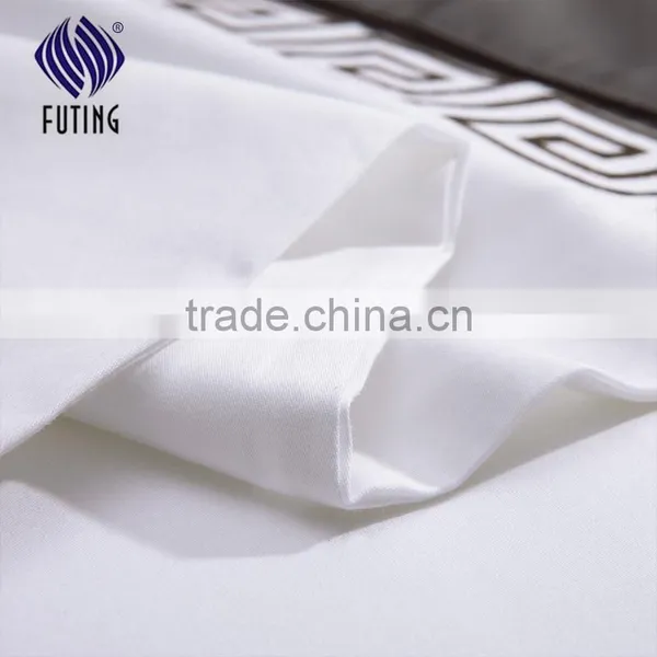 Wholesale 4pcs Embroidered Bed Linen 100% Cotton White Bedding Set Hotel Bed Sheet Set photo-5